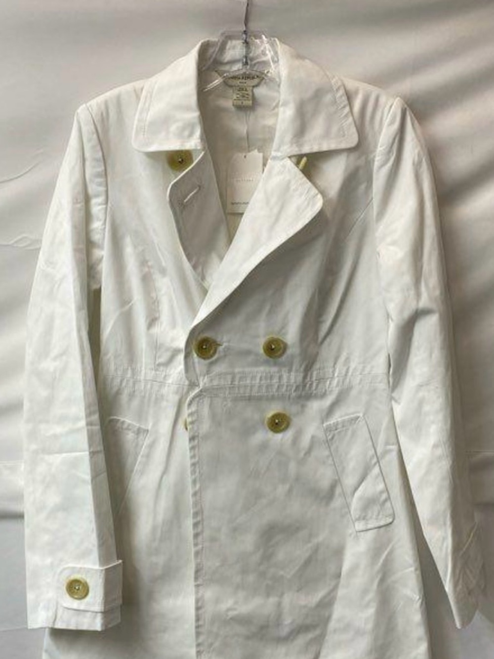 NWT Banana Republic Women's White Long Sleeve Double Breasted Trench Coat Size S